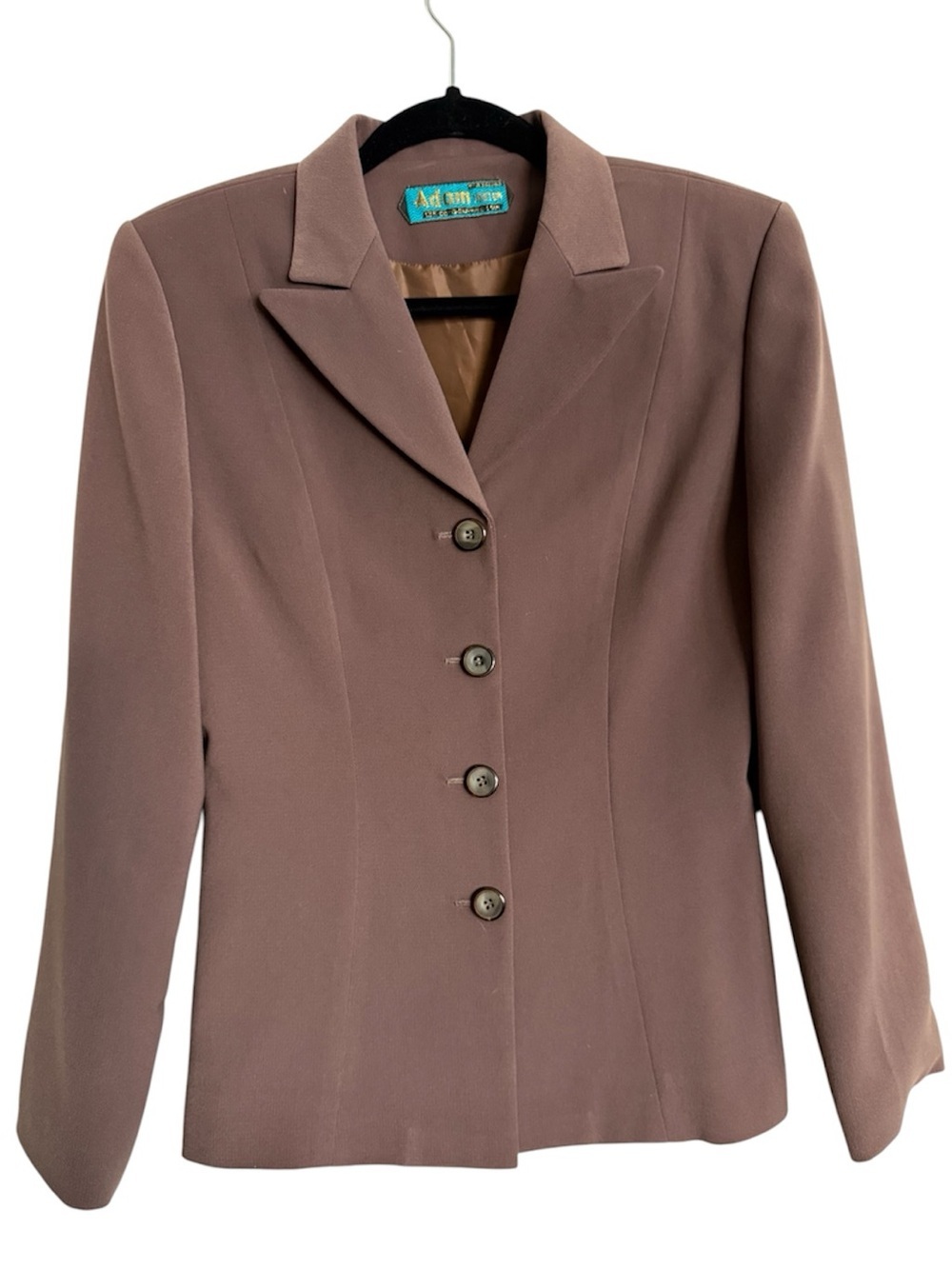 ADAM VESTON Vintage Custom Tailored 4-Button Blazer Jacket Dark Taupe 18” PTP